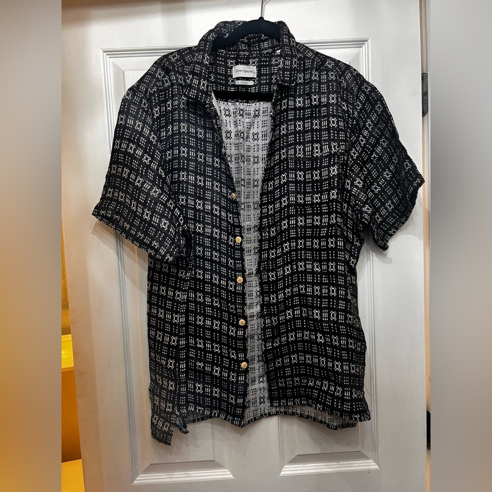 Oliver Spencer Monochrome Textured linen Shirt